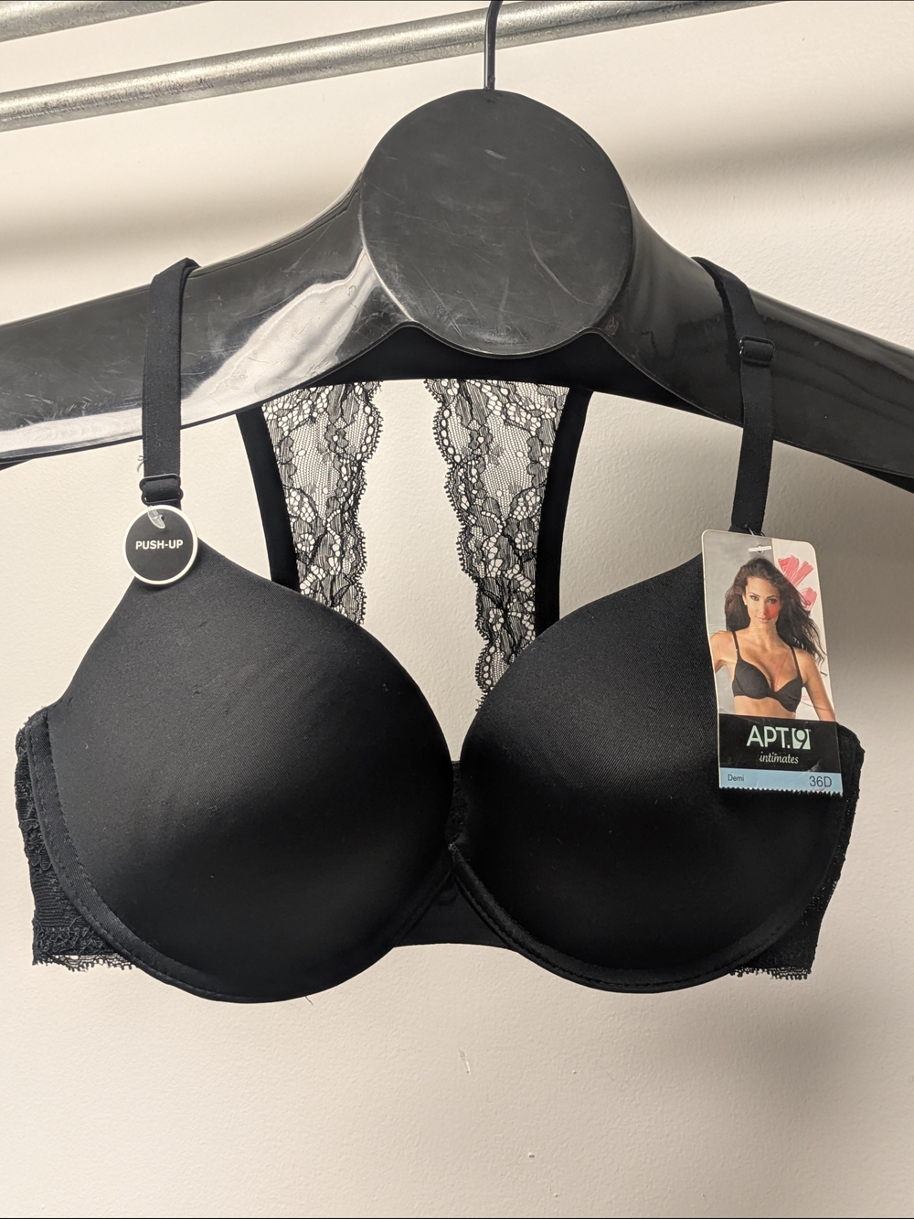 36D Apt. 9 Black Lace Angel Wing Push-Up Bra